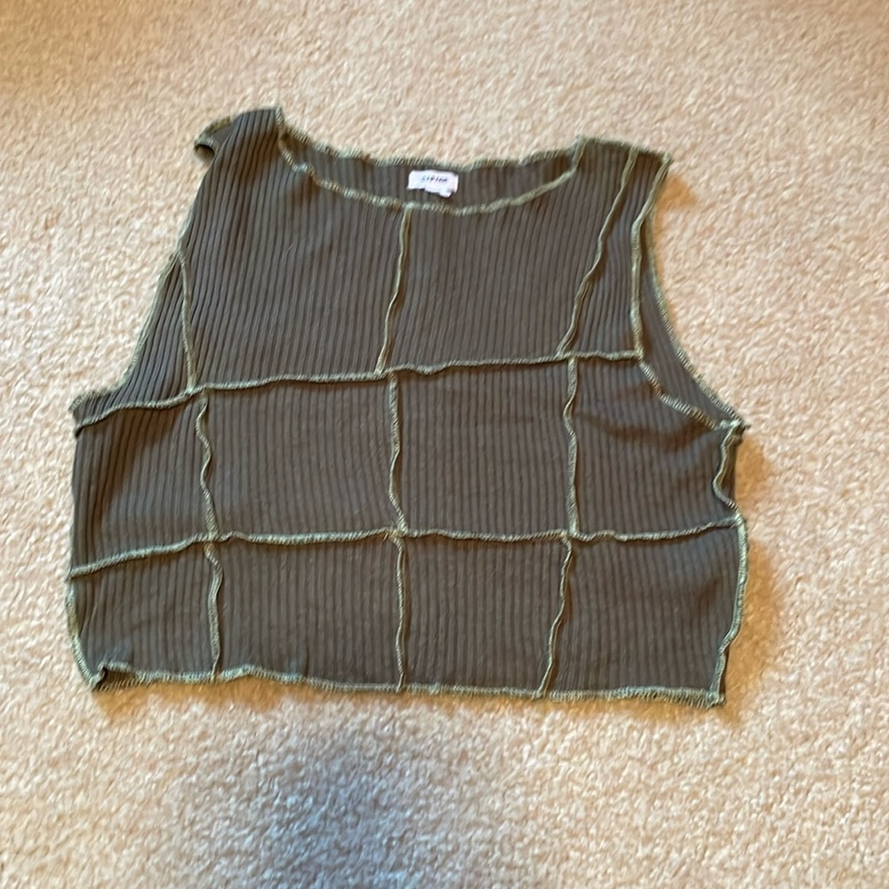 women’s dark green garage crop top textured